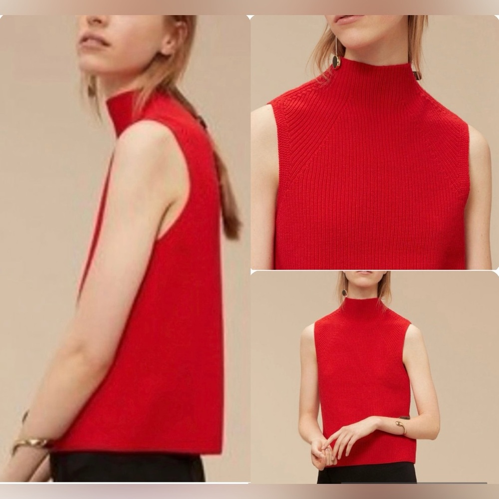 Wilfred Red Sleeveless Turtleneck Sweater
